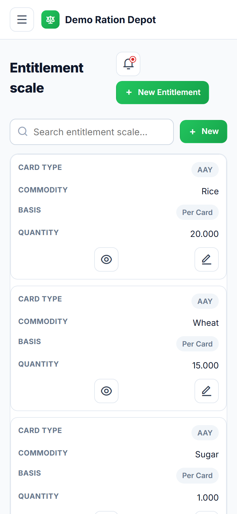 Ration & Subsidy Distribution Software screenshot