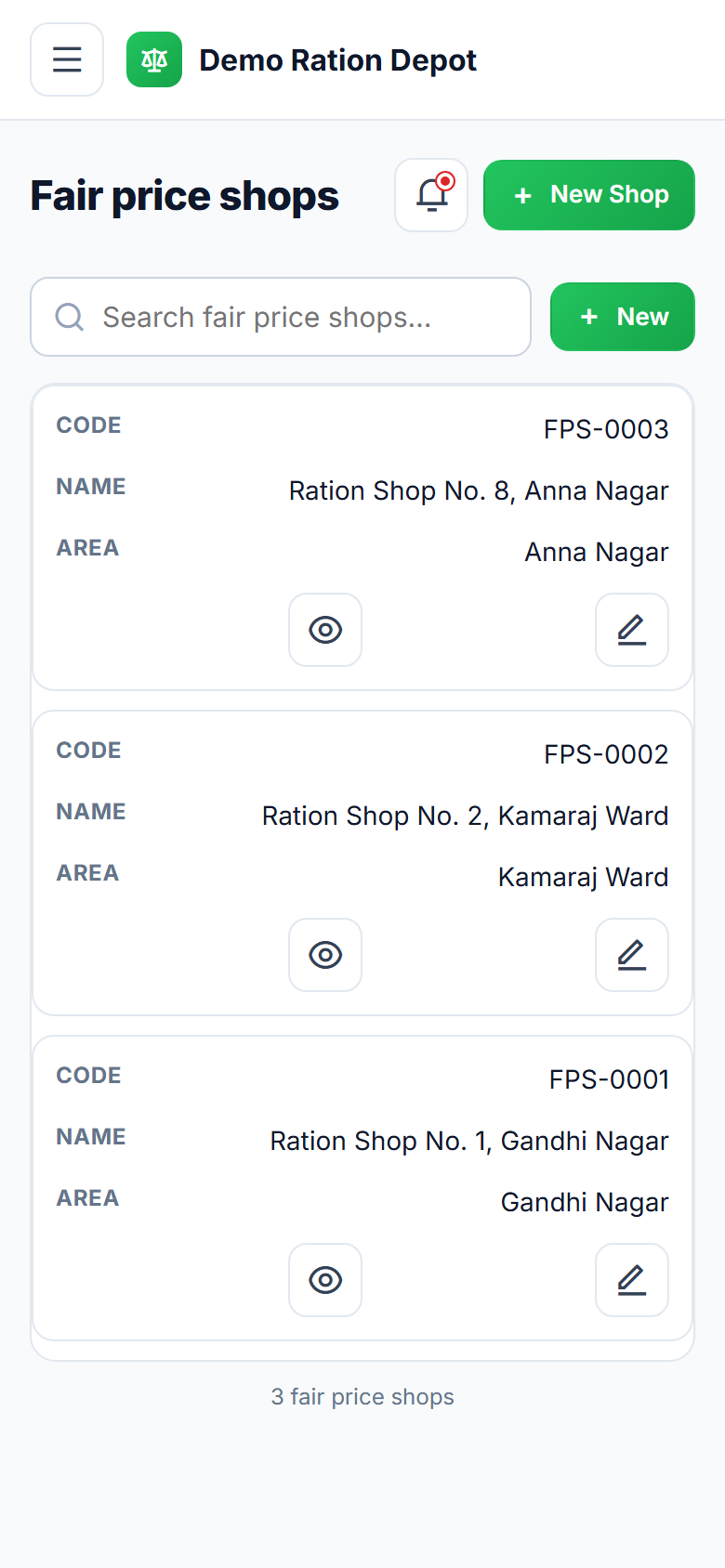 Ration & Subsidy Distribution Software screenshot
