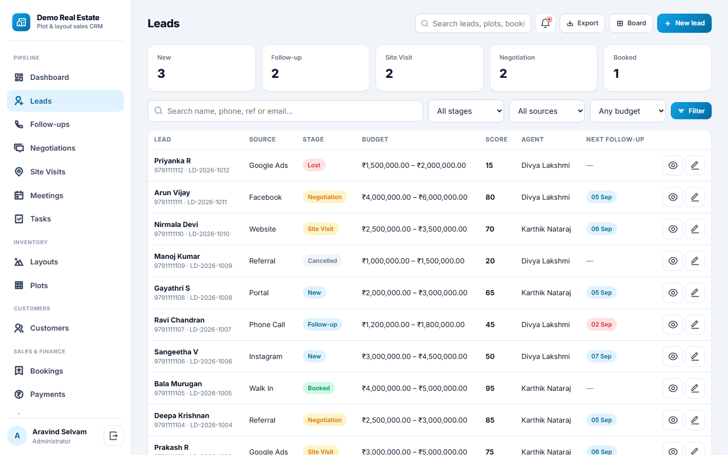 Real Estate Plot & Layout Sales CRM Software screenshot
