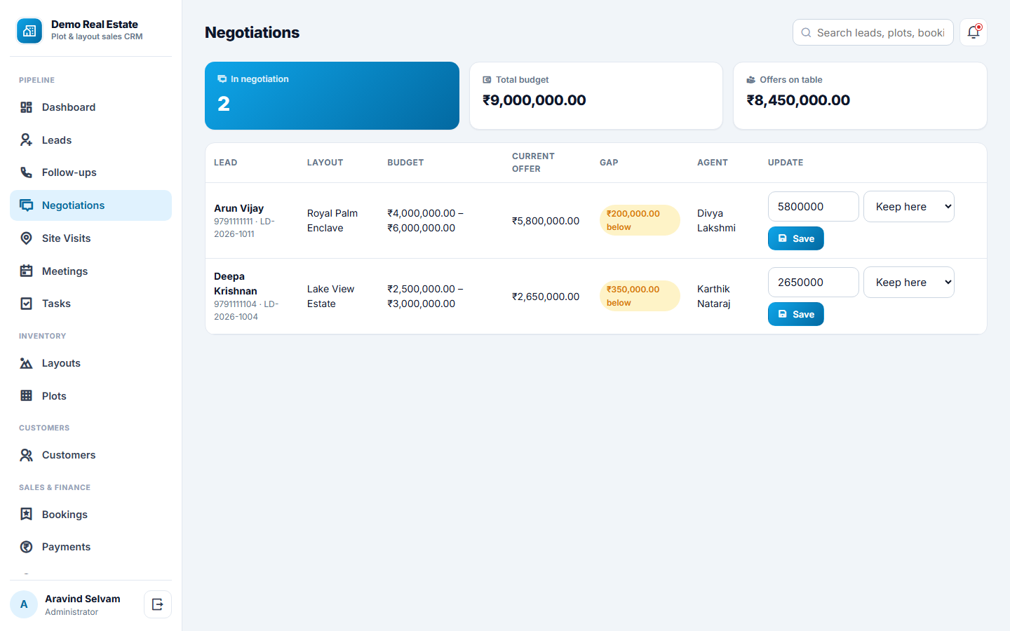 Real Estate Plot & Layout Sales CRM Software screenshot
