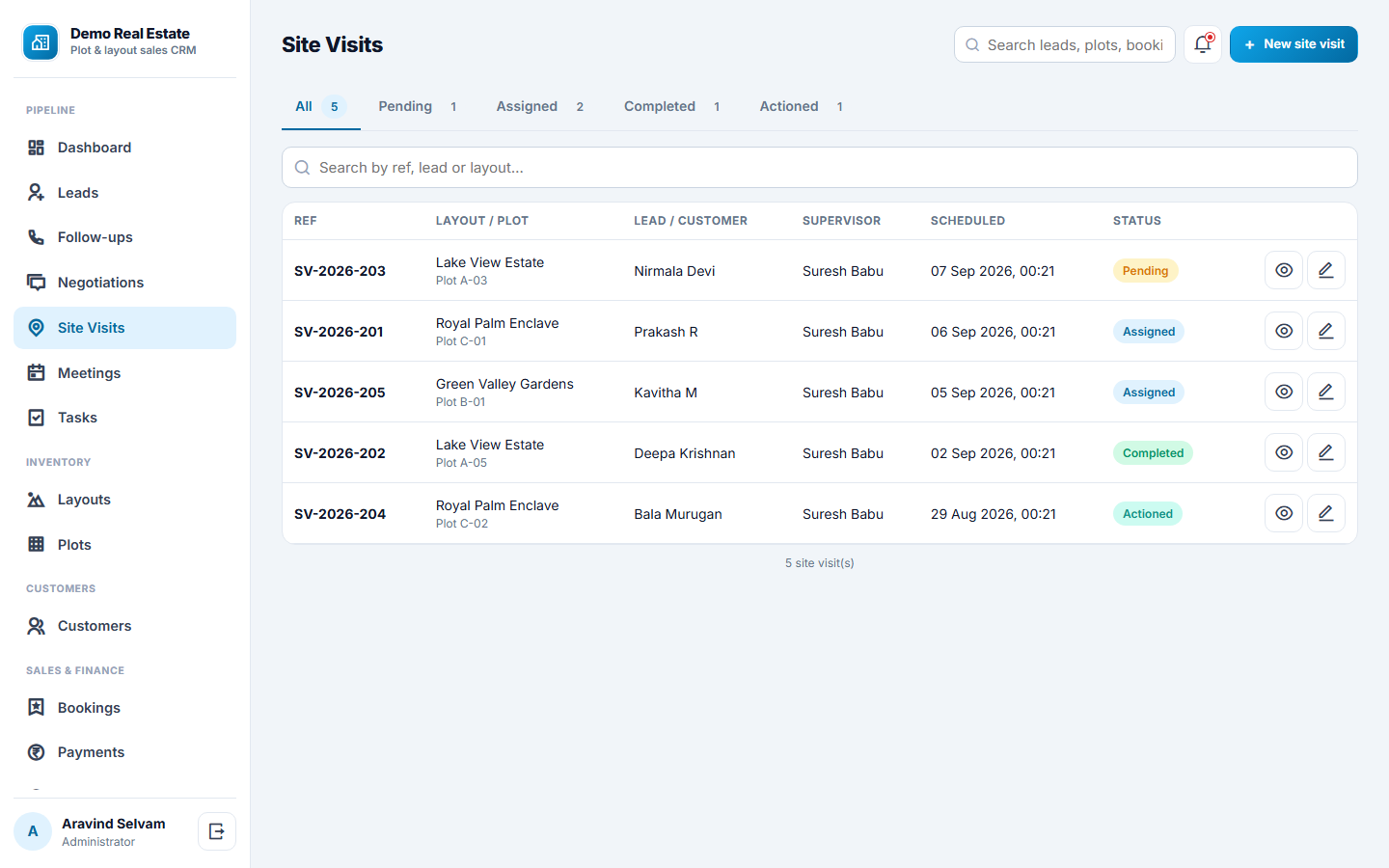 Real Estate Plot & Layout Sales CRM Software screenshot