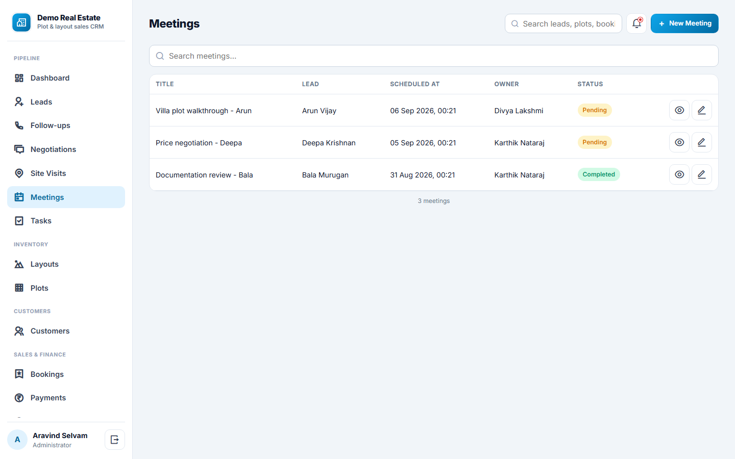 Real Estate Plot & Layout Sales CRM Software screenshot
