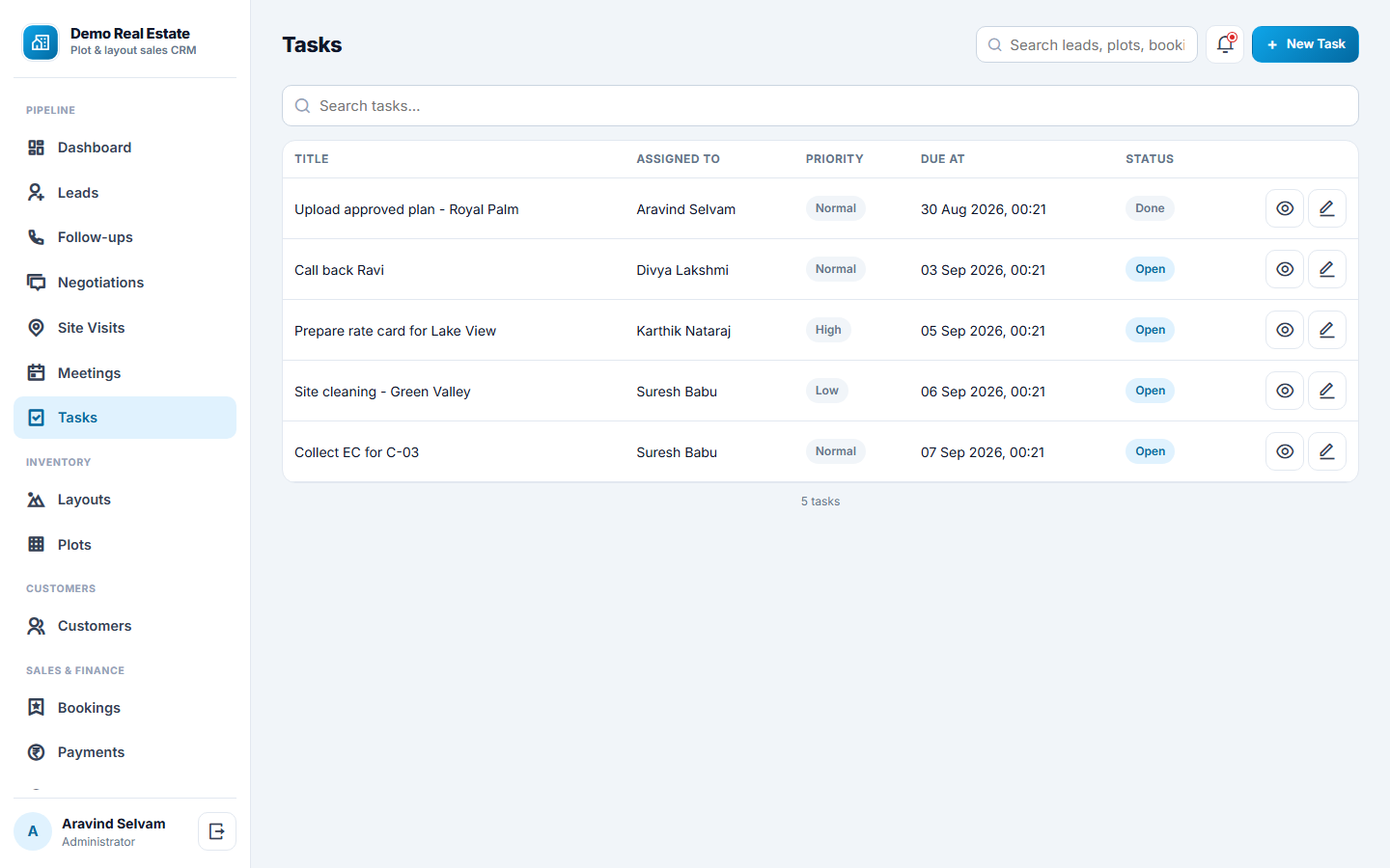 Real Estate Plot & Layout Sales CRM Software screenshot