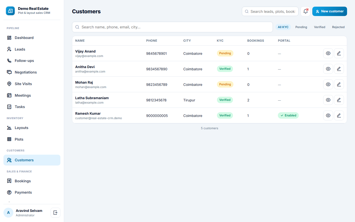 Real Estate Plot & Layout Sales CRM Software screenshot