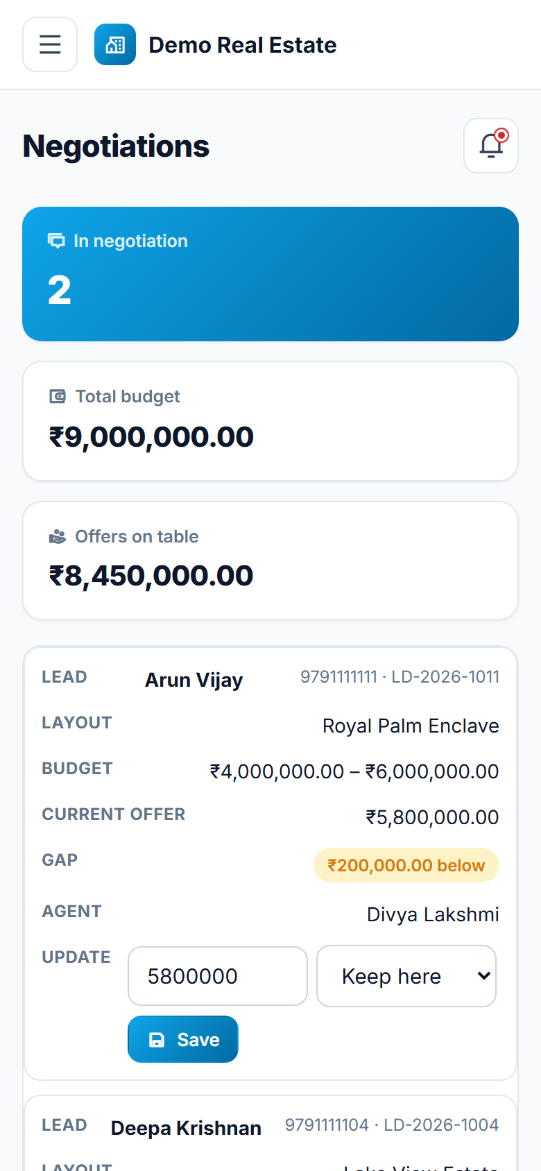 Real Estate Plot & Layout Sales CRM Software screenshot