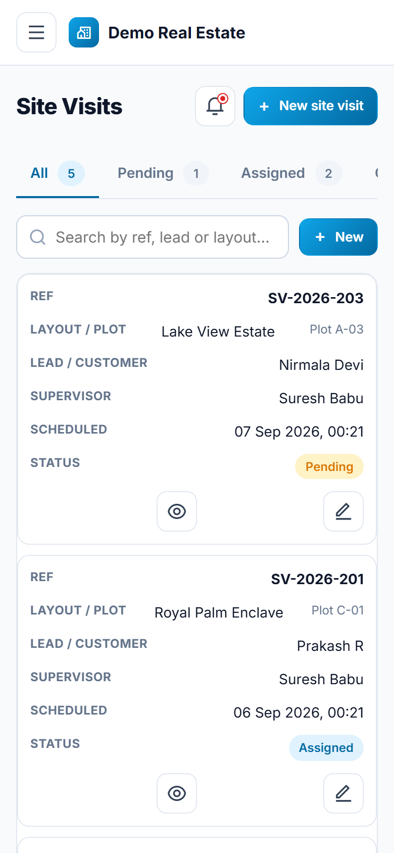 Real Estate Plot & Layout Sales CRM Software screenshot