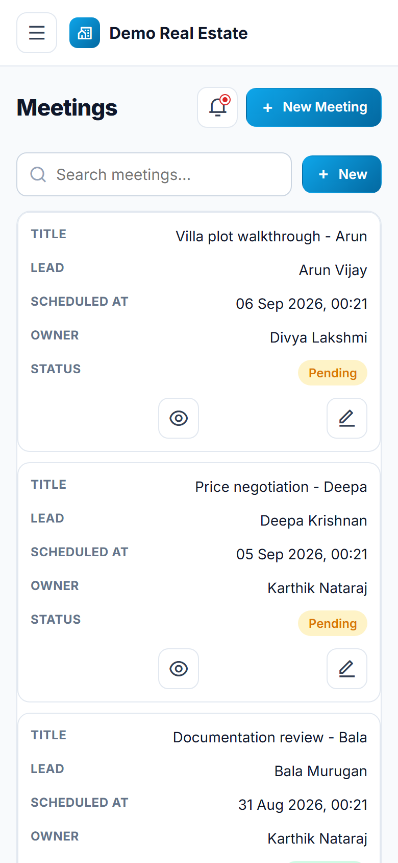Real Estate Plot & Layout Sales CRM Software screenshot