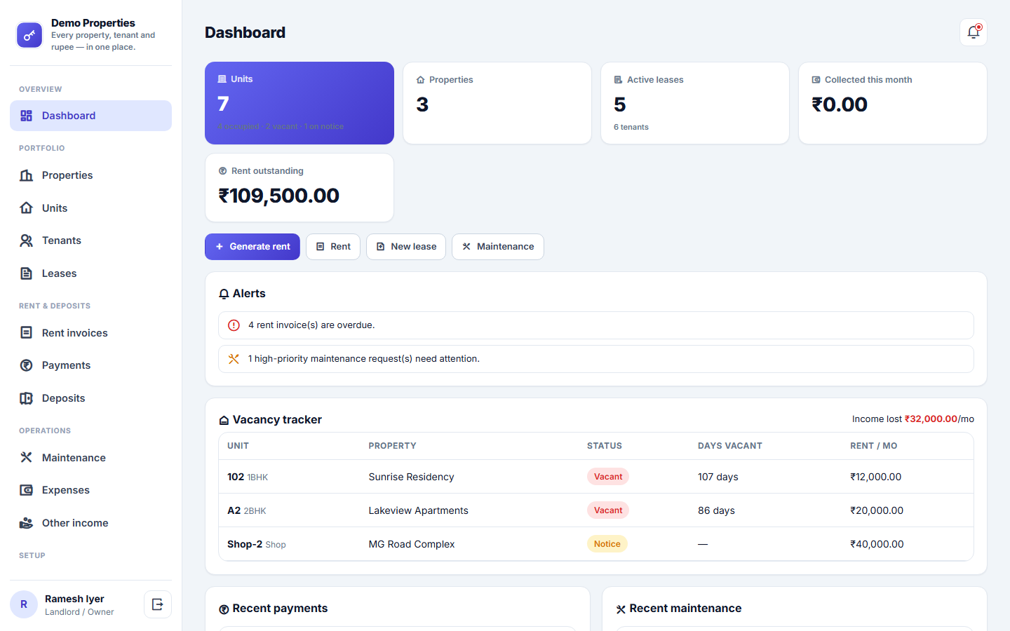 Landlord Rental Management screenshot