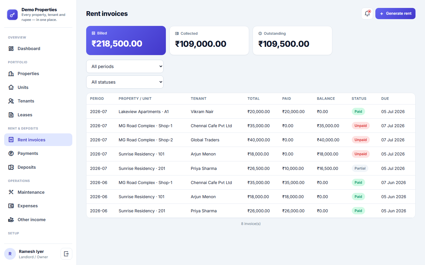Landlord Rental Management screenshot