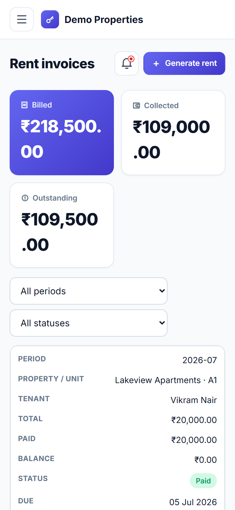 Landlord Rental Management screenshot