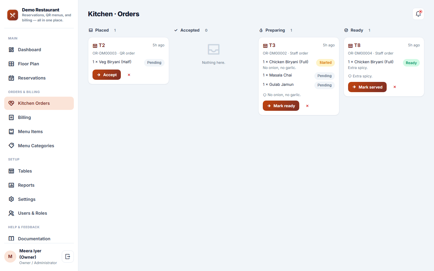 Restaurant Table Booking & Digital Menu Software screenshot