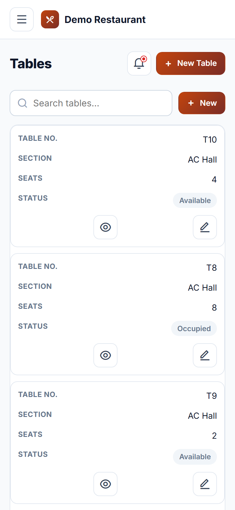 Restaurant Table Booking & Digital Menu Software screenshot