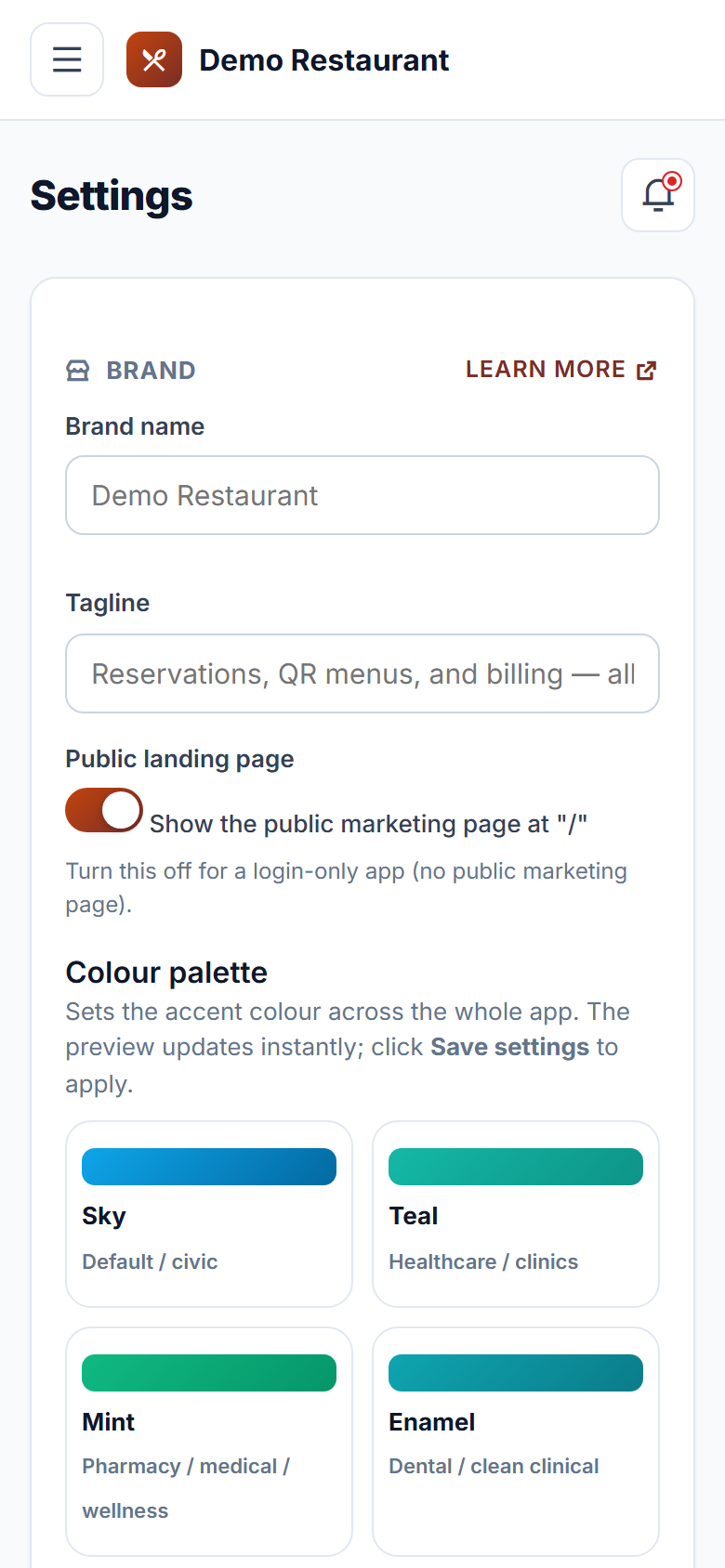 Restaurant Table Booking & Digital Menu Software screenshot