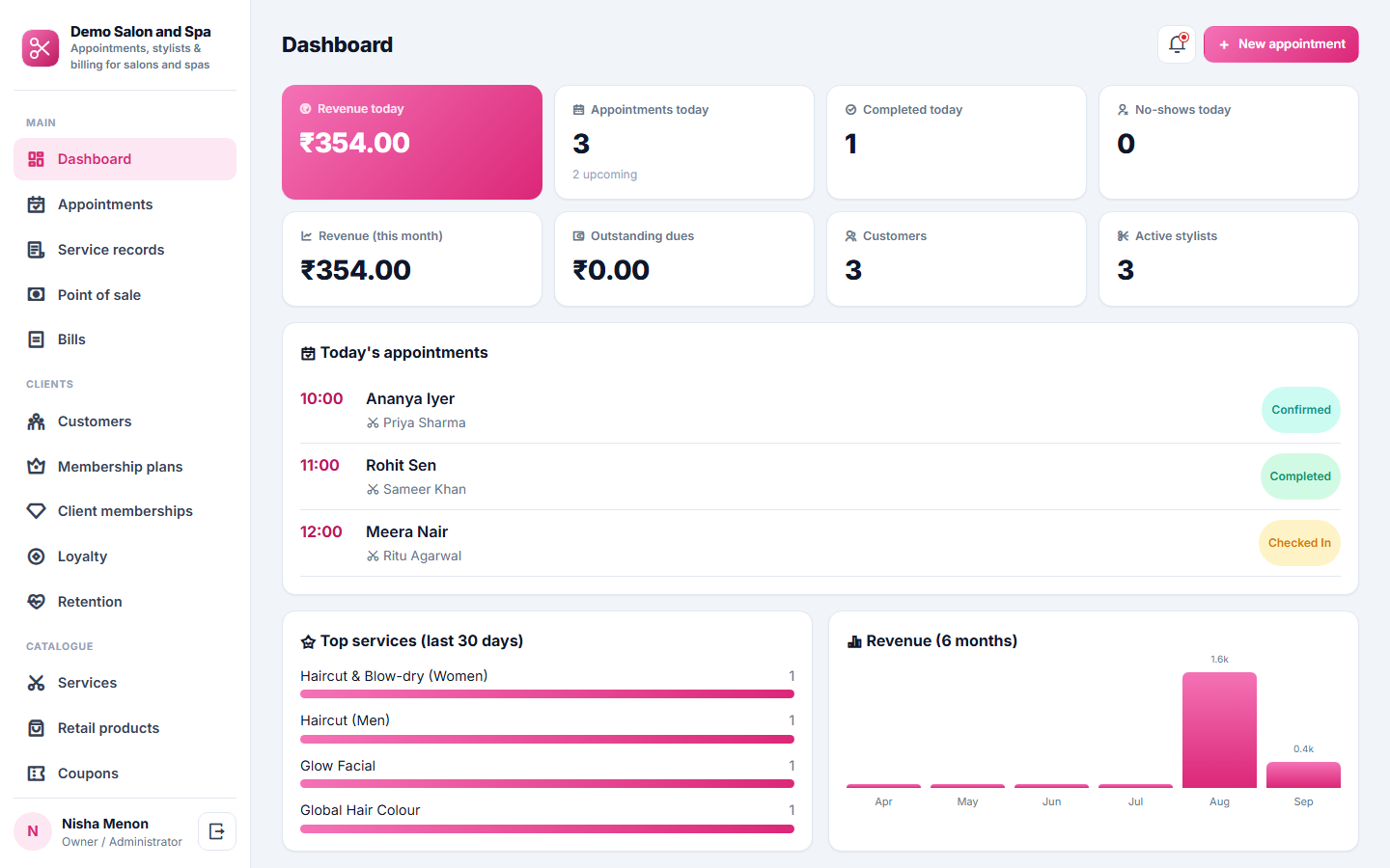 Salon and Spa Appointment and Management Software screenshot