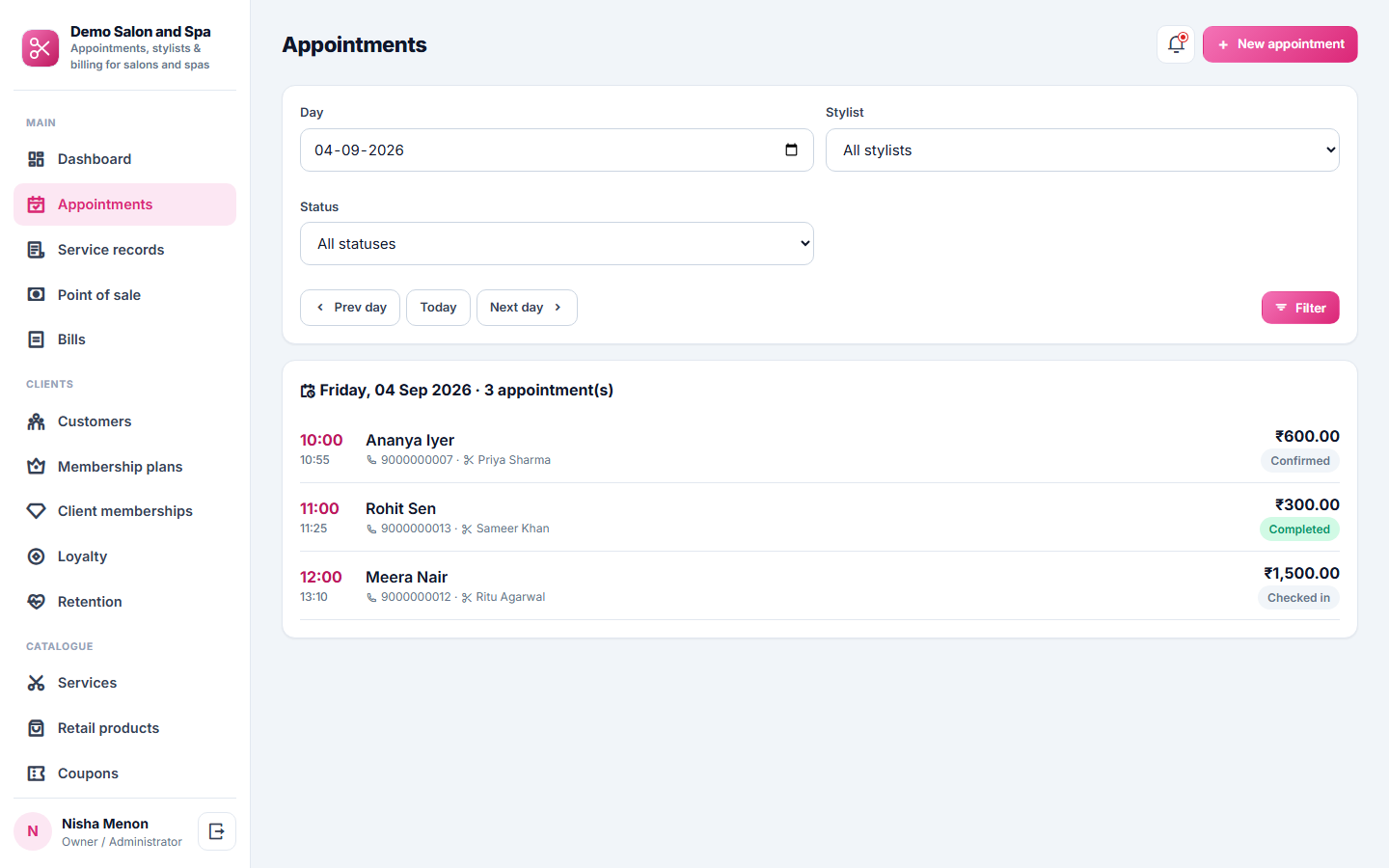 Salon and Spa Appointment and Management Software screenshot
