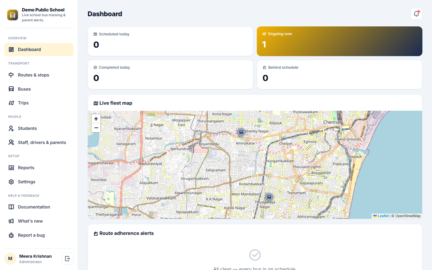 School Bus Tracking & Alert System screenshot