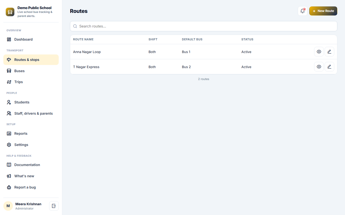 School Bus Tracking & Alert System screenshot