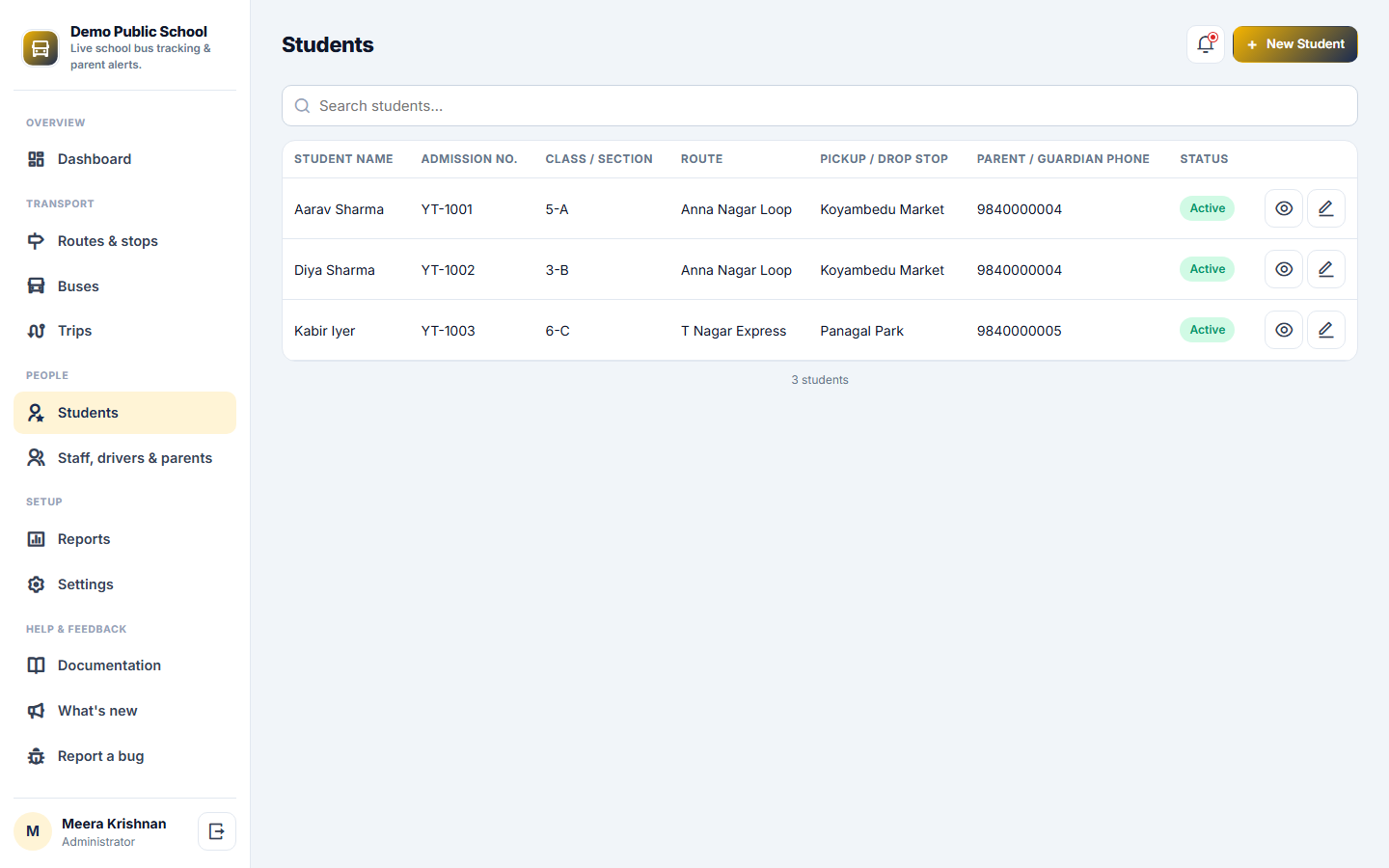 School Bus Tracking & Alert System screenshot