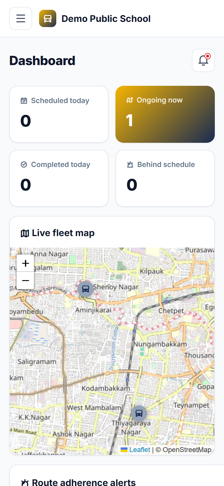 School Bus Tracking & Alert System screenshot