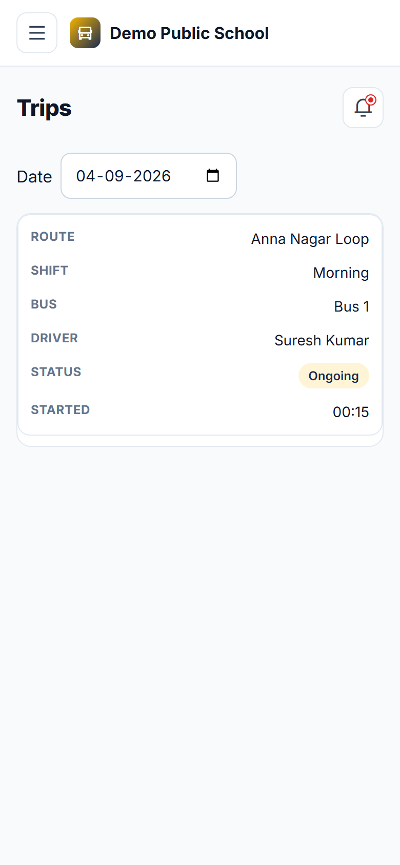 School Bus Tracking & Alert System screenshot