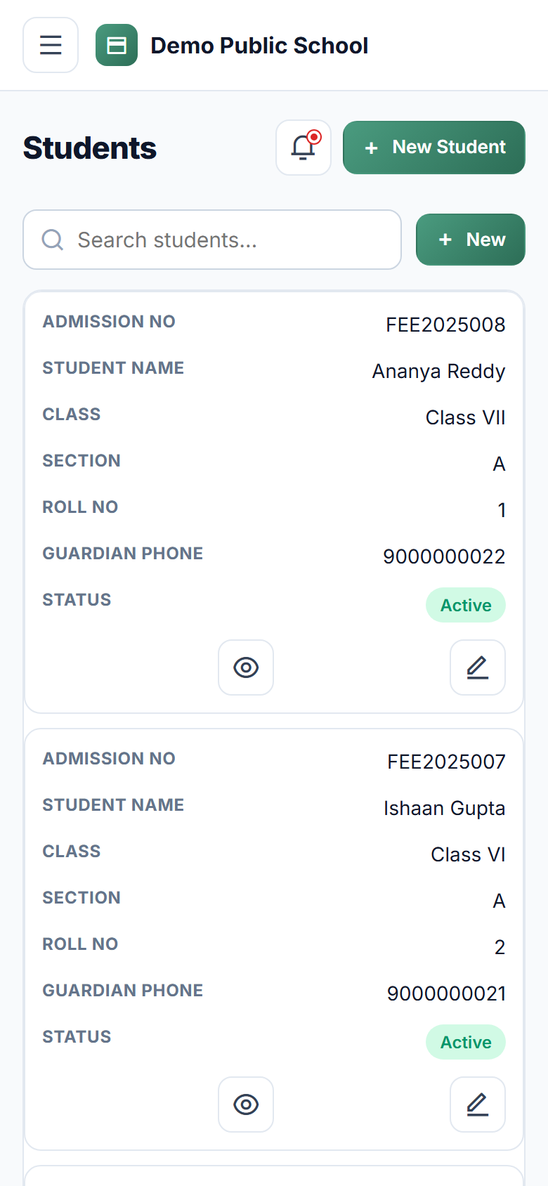 School Fee Management screenshot