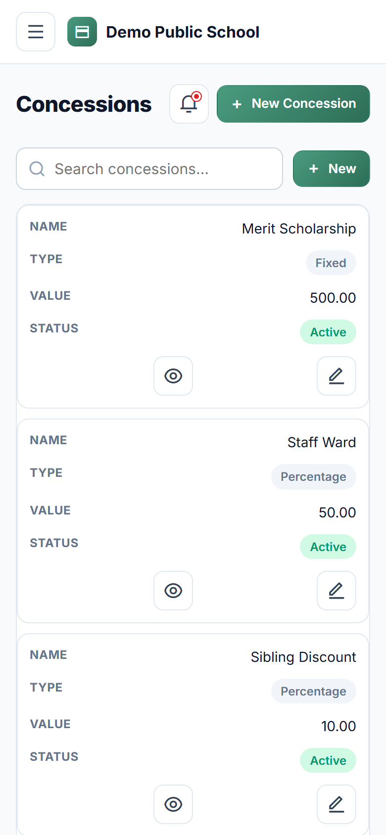 School Fee Management screenshot