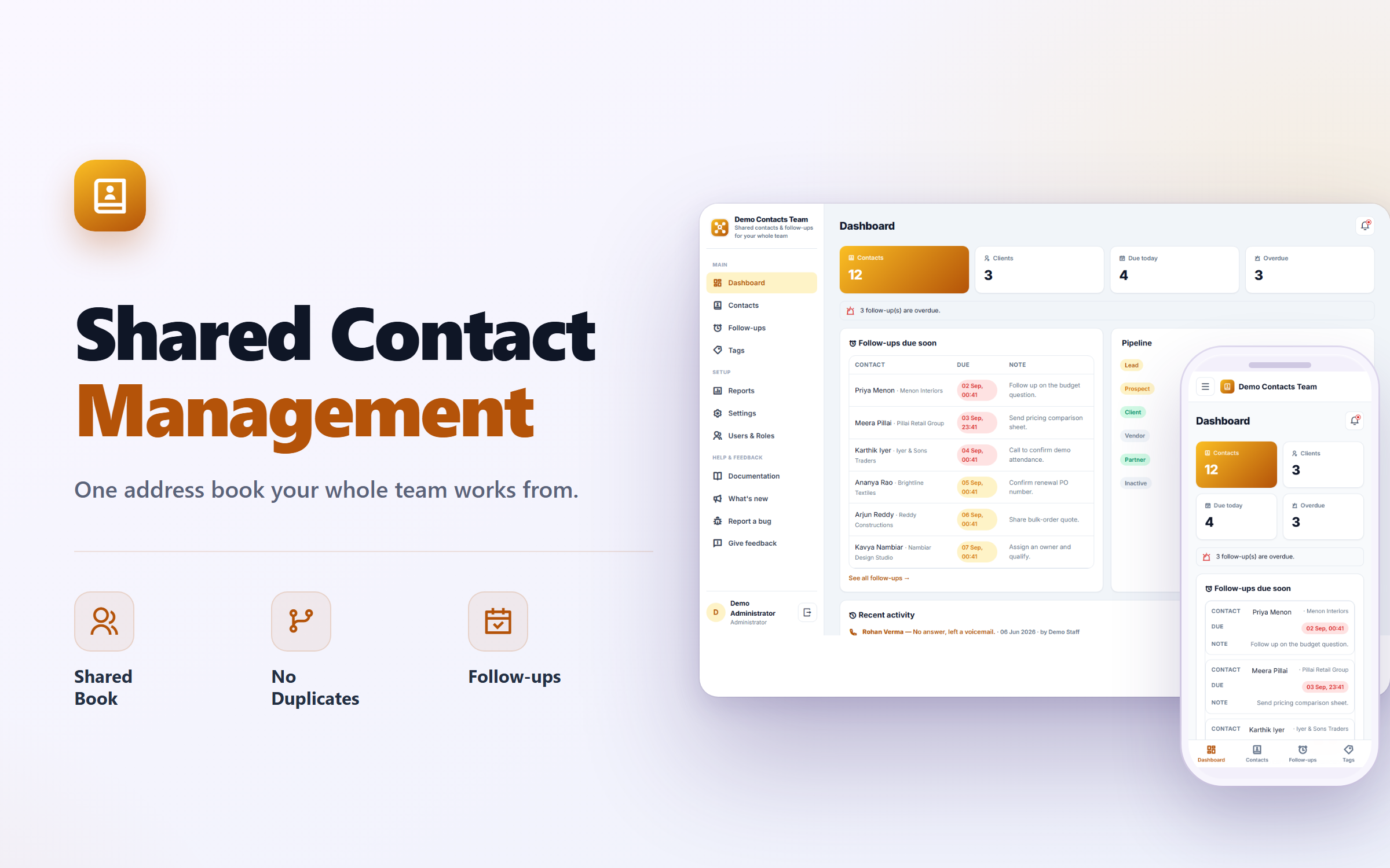 Shared Contact & Follow-up Management Software