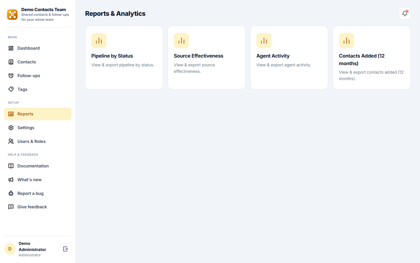 Shared Contact & Follow-up Management Software screenshot
