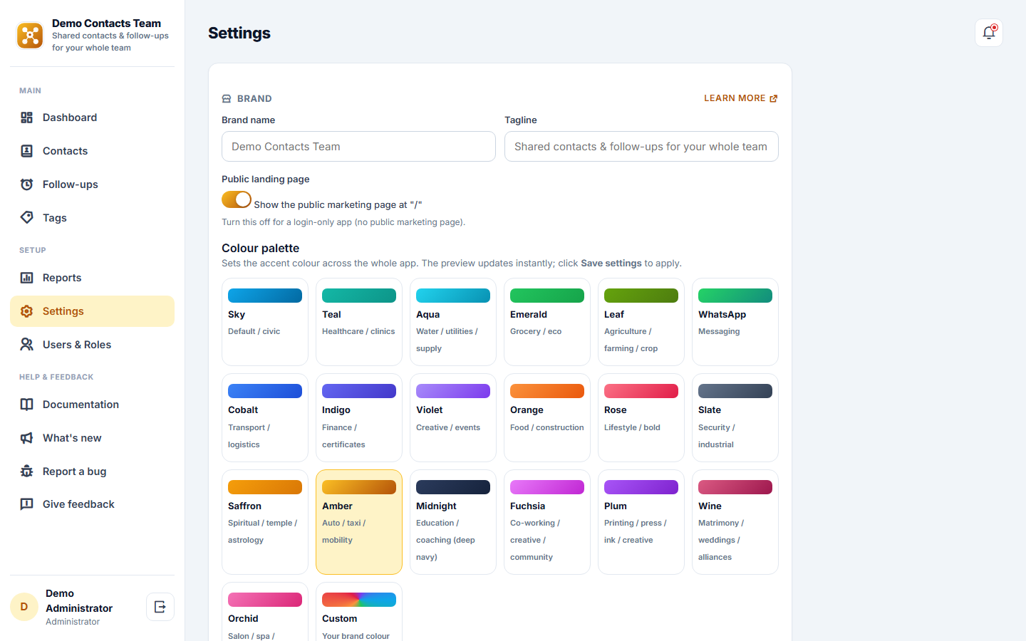 Shared Contact & Follow-up Management Software screenshot