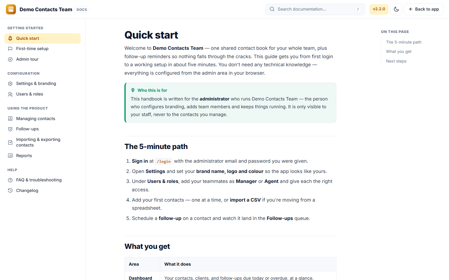 Shared Contact & Follow-up Management Software screenshot