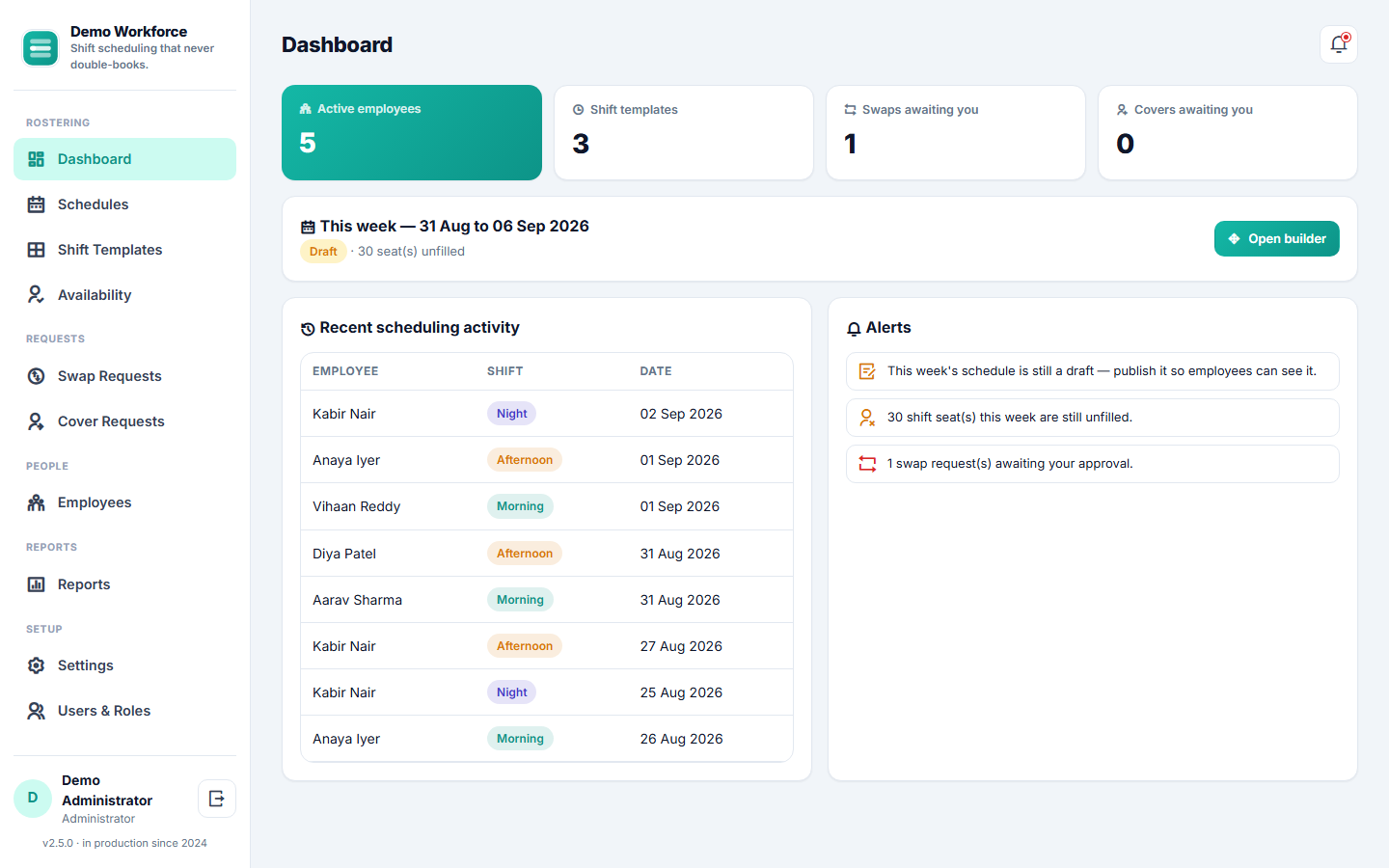 Staff Shift Scheduling Software screenshot