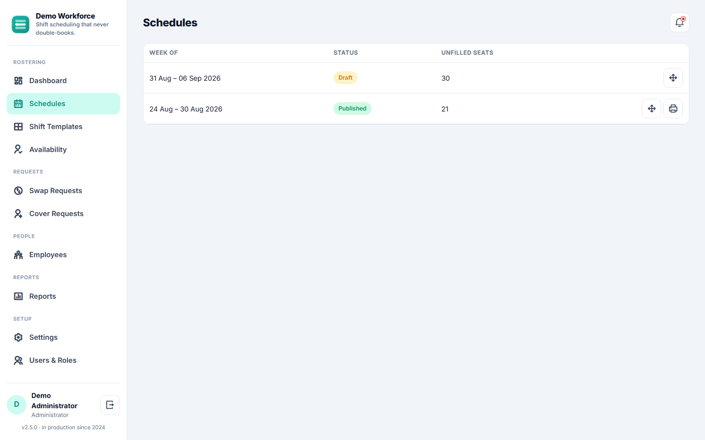 Staff Shift Scheduling Software screenshot