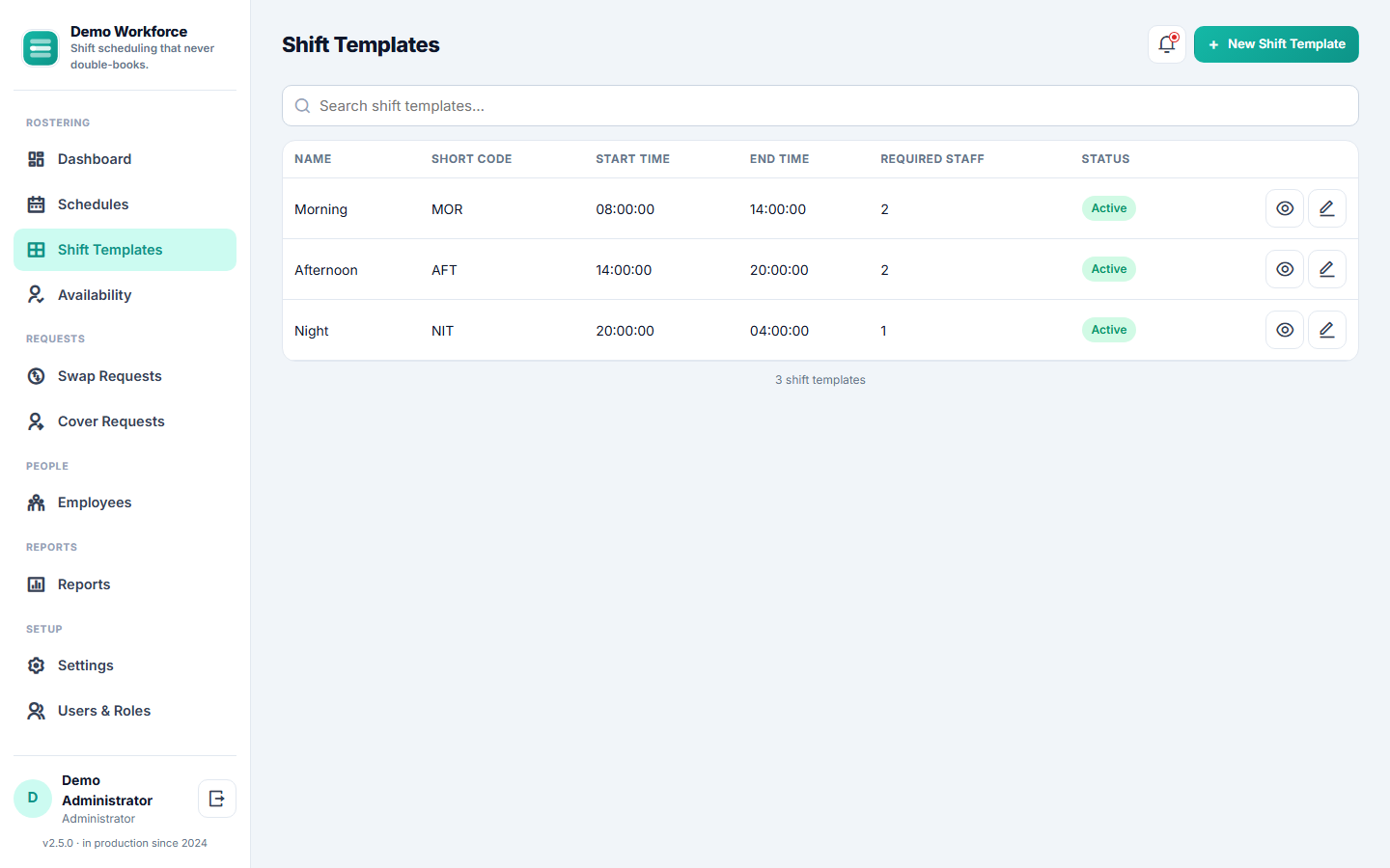 Staff Shift Scheduling Software screenshot