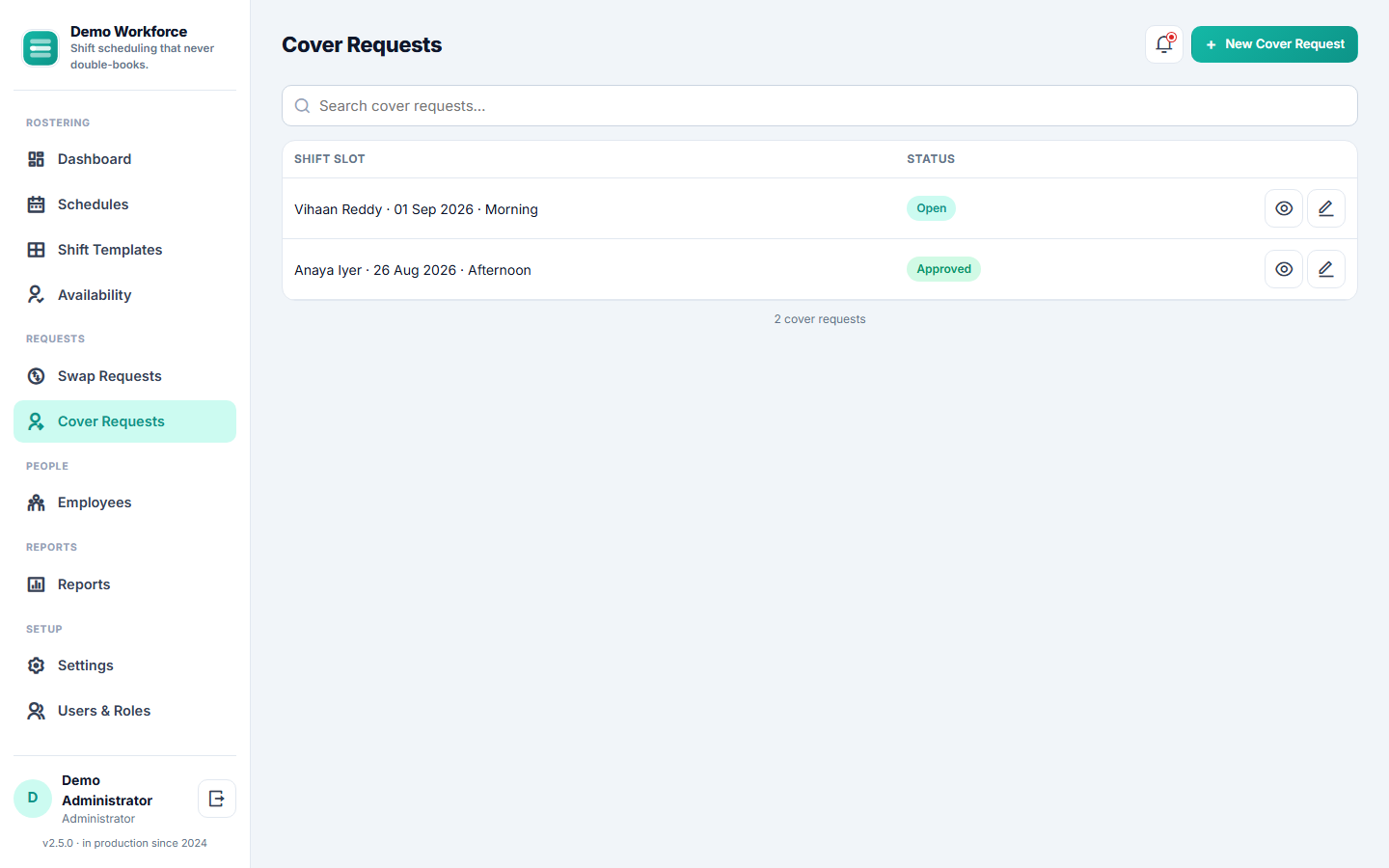 Staff Shift Scheduling Software screenshot