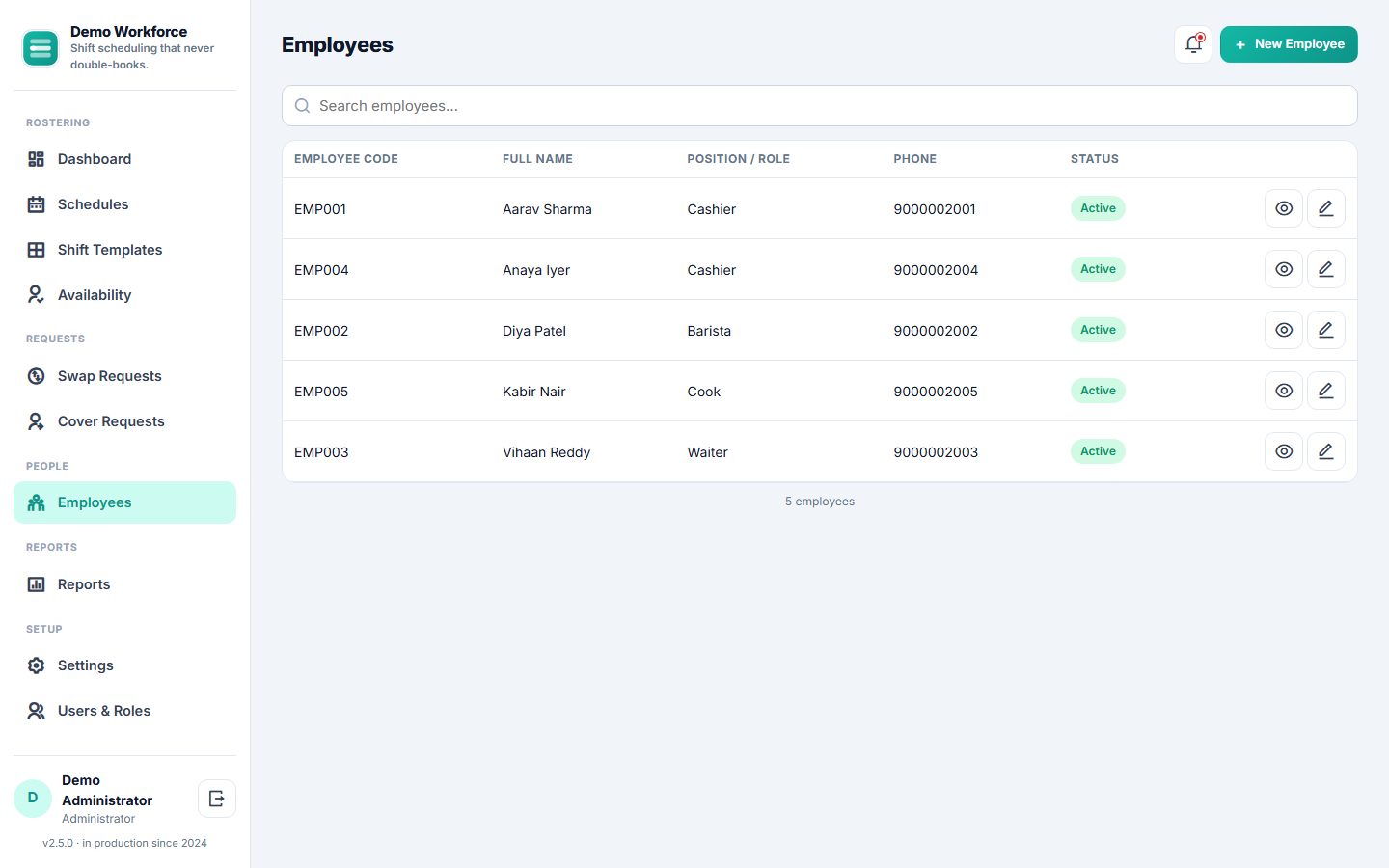 Staff Shift Scheduling Software screenshot