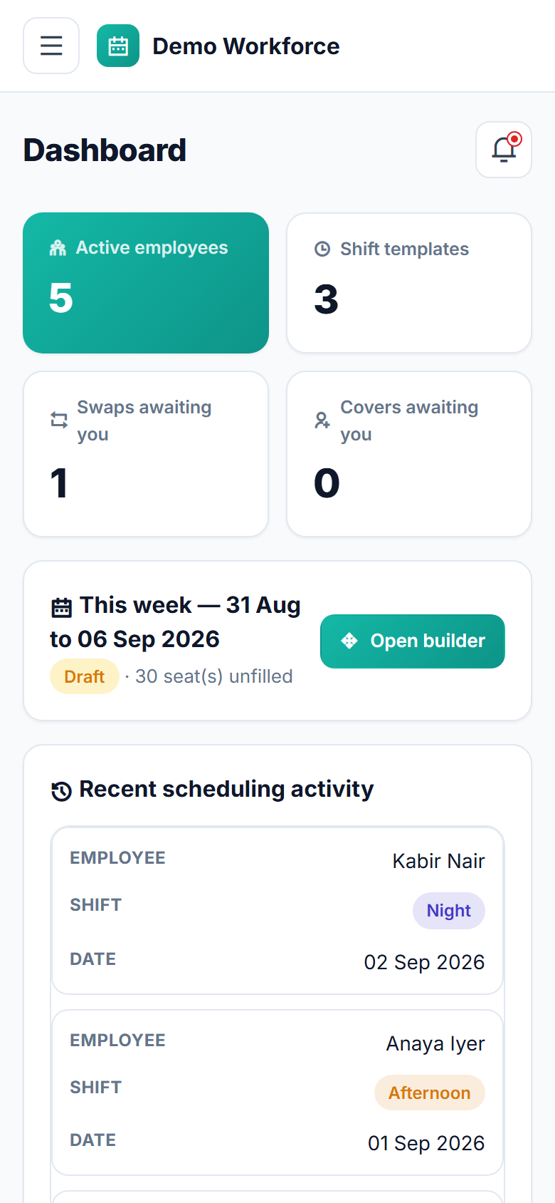 Staff Shift Scheduling Software screenshot
