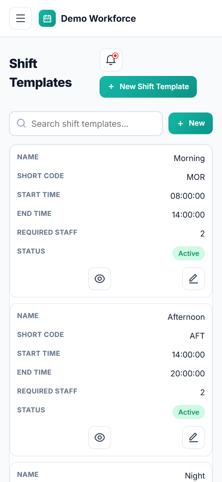Staff Shift Scheduling Software screenshot