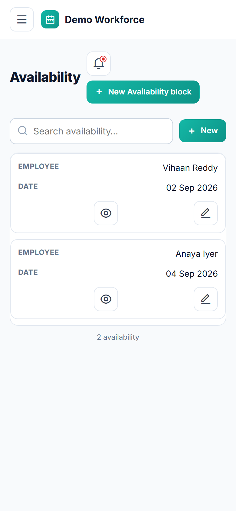 Staff Shift Scheduling Software screenshot