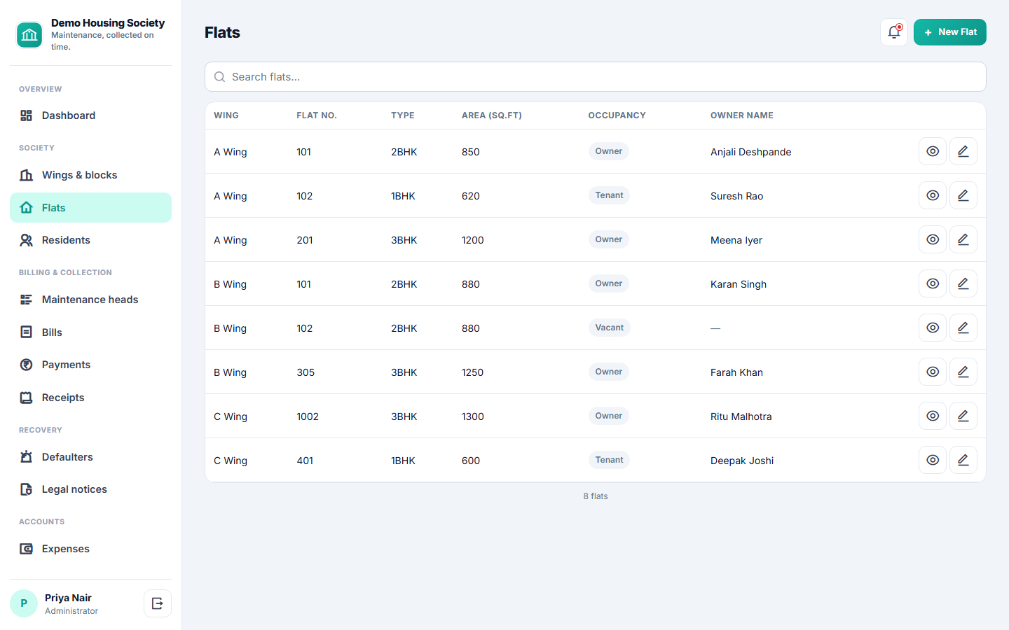 Society Maintenance Collection Software screenshot