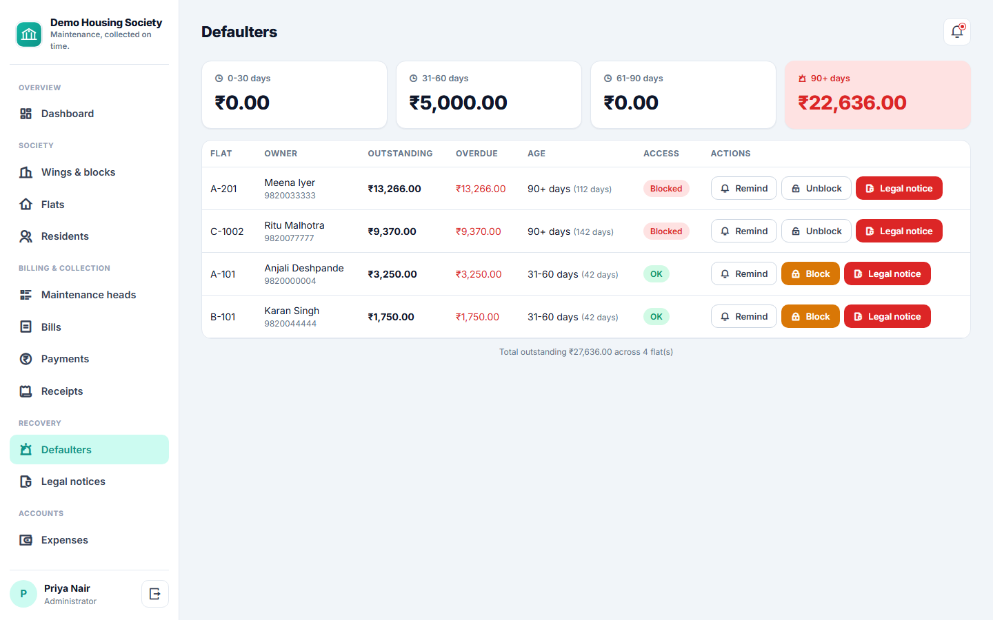 Society Maintenance Collection Software screenshot