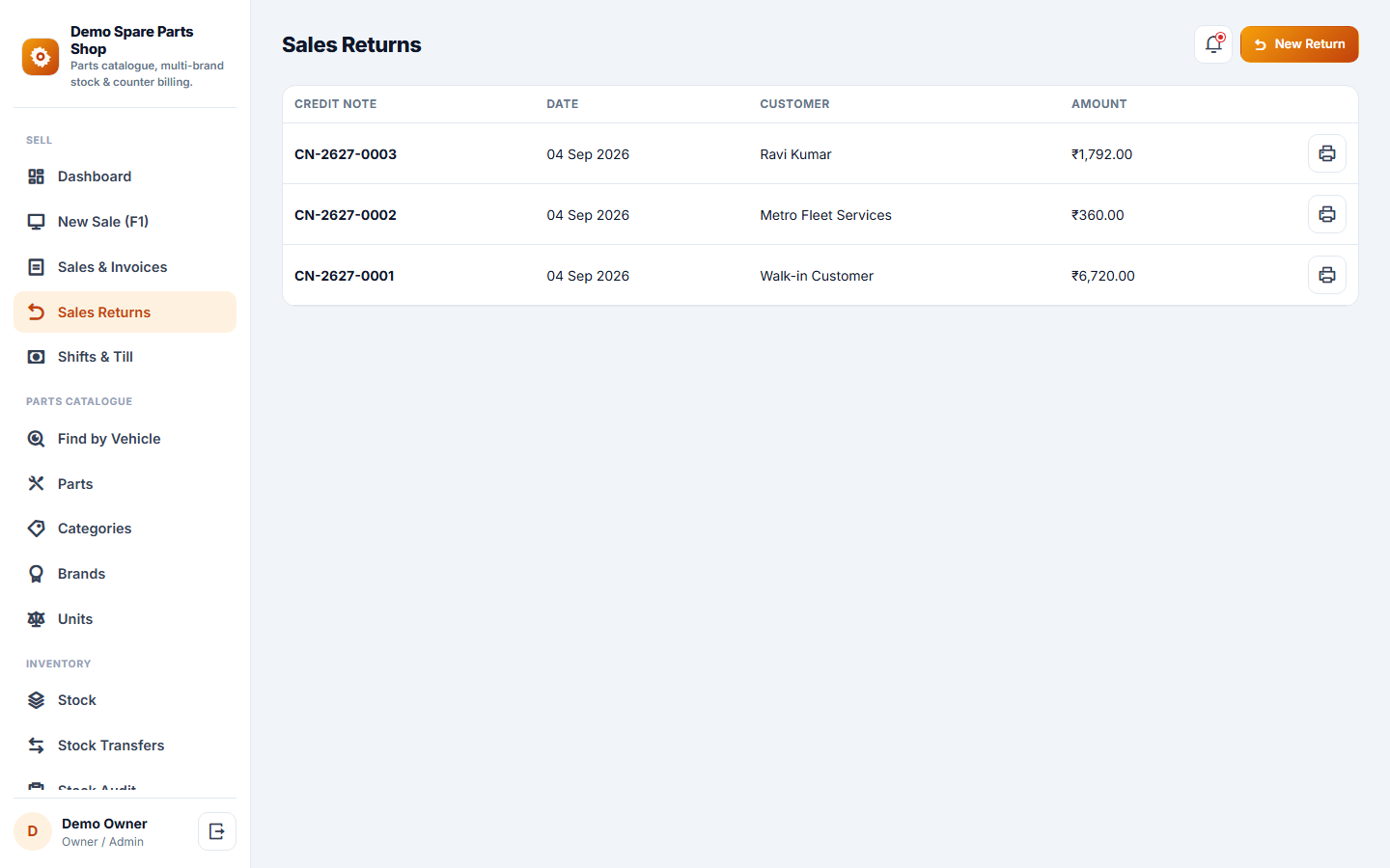Spare Parts Shop Management & Billing Software screenshot