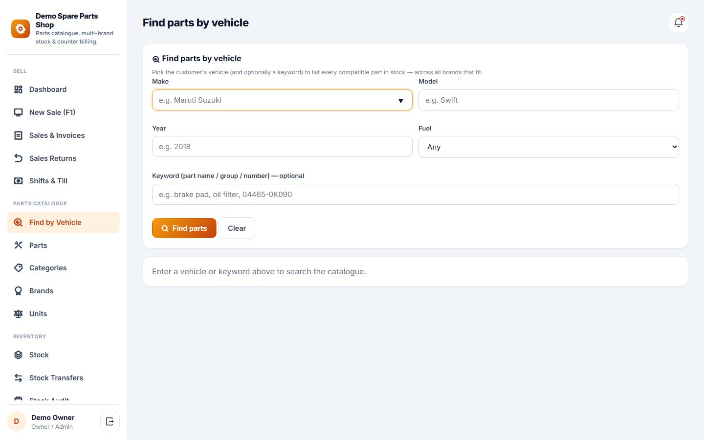 Spare Parts Shop Management & Billing Software screenshot