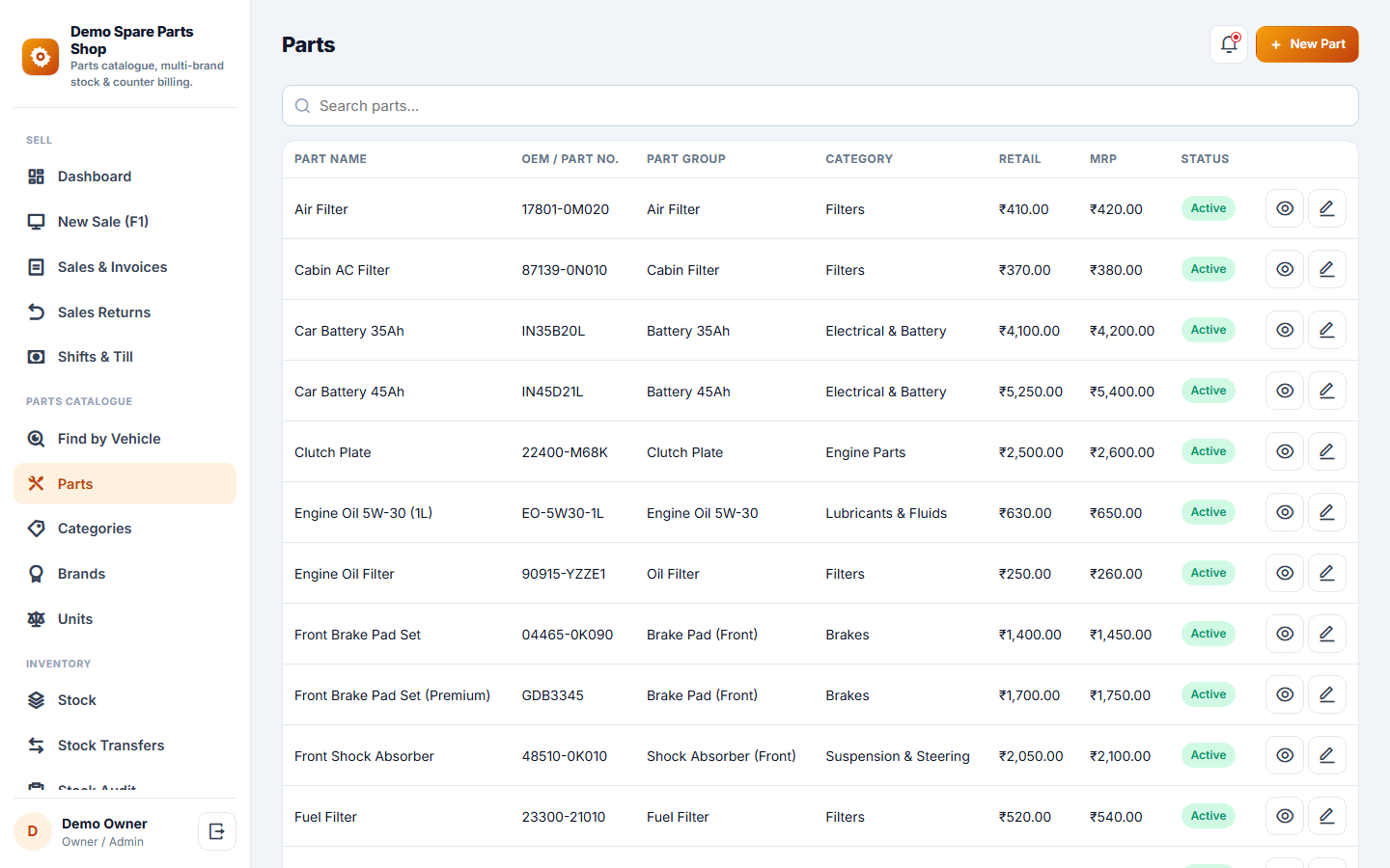 Spare Parts Shop Management & Billing Software screenshot