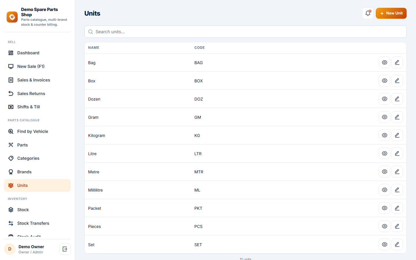 Spare Parts Shop Management & Billing Software screenshot