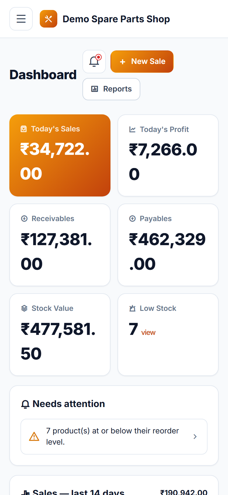 Spare Parts Shop Management & Billing Software screenshot