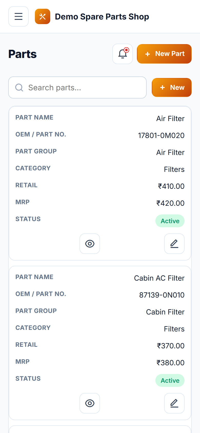Spare Parts Shop Management & Billing Software screenshot