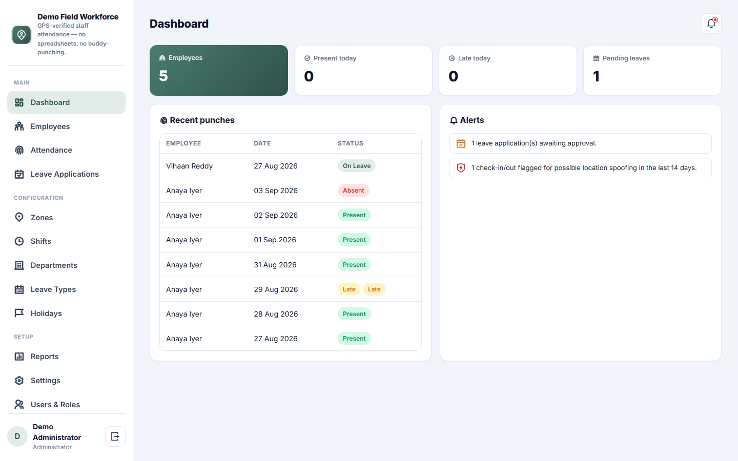 Staff Attendance & Geofencing Software screenshot