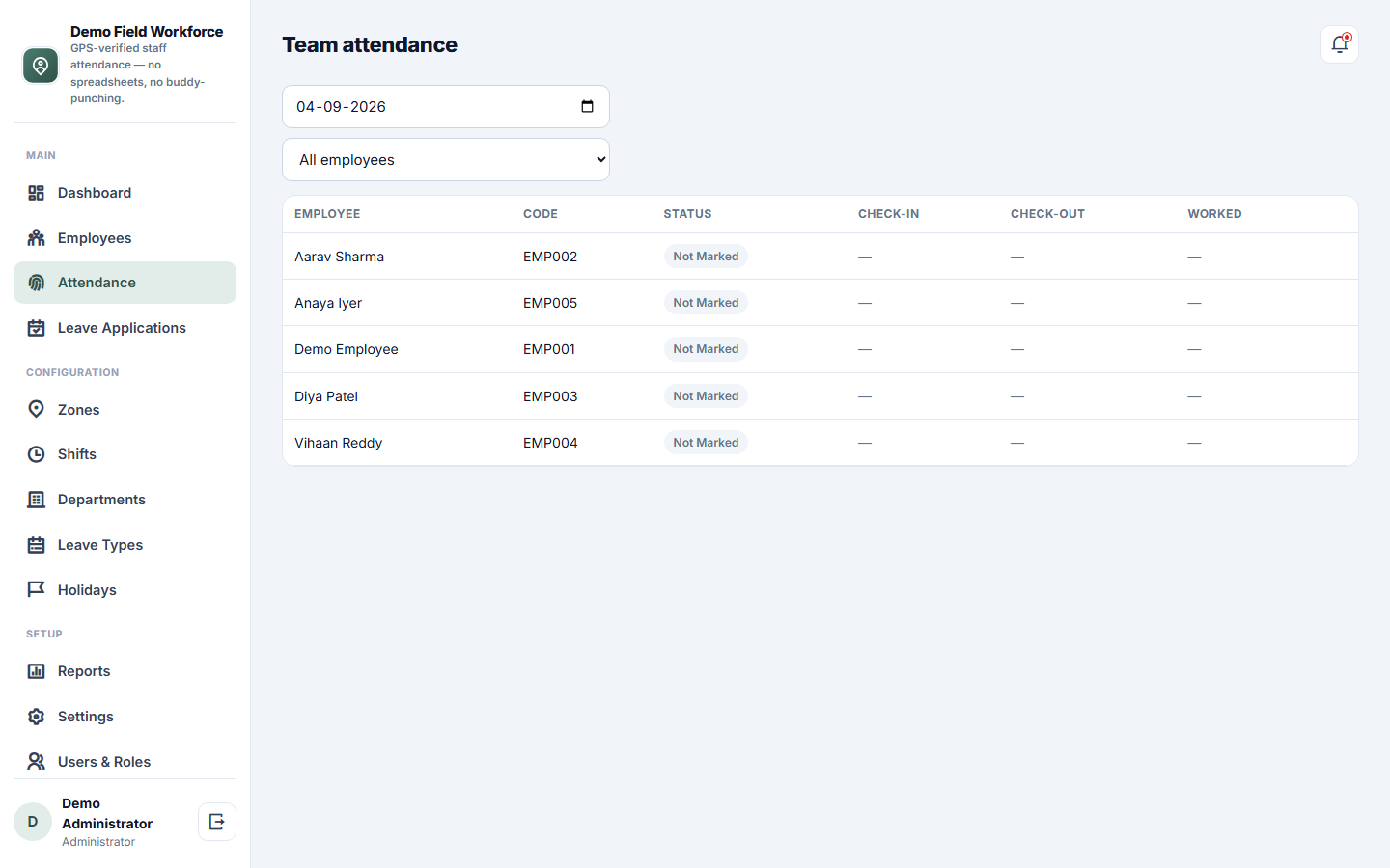 Staff Attendance & Geofencing Software screenshot