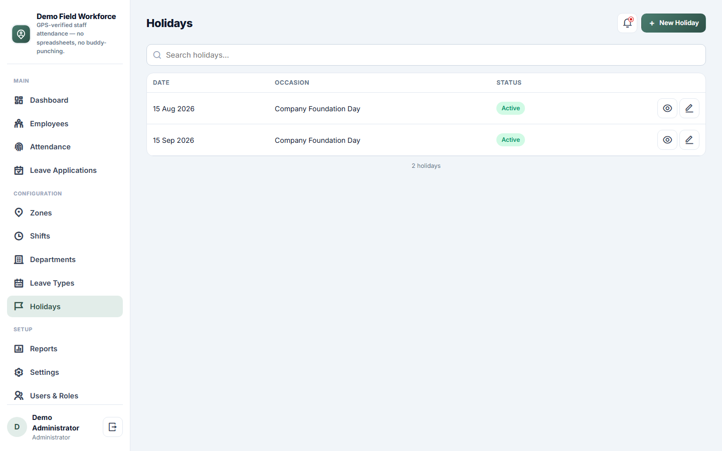 Staff Attendance & Geofencing Software screenshot