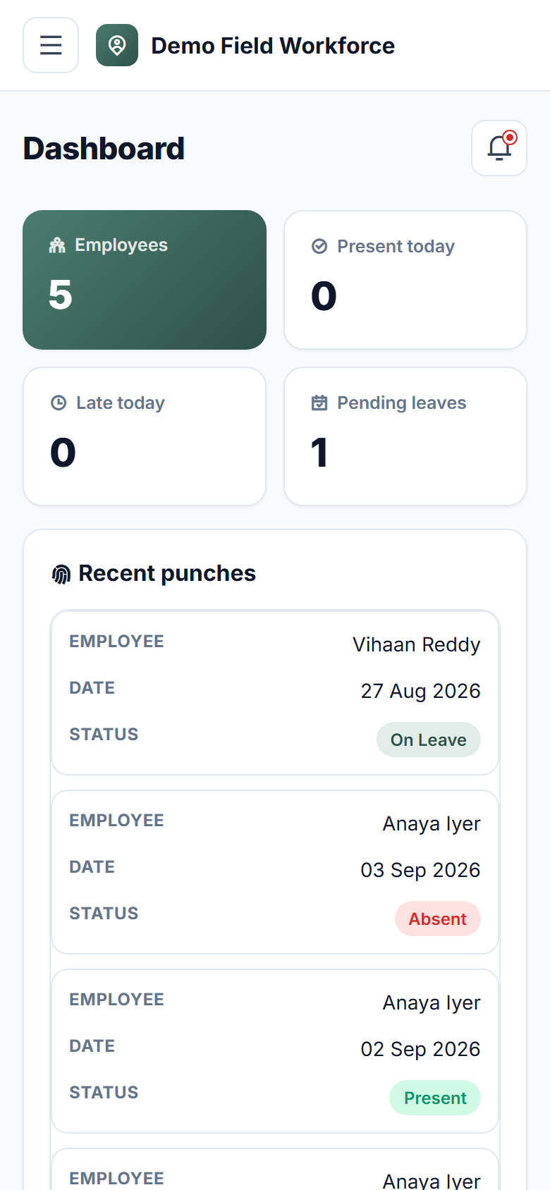 Staff Attendance & Geofencing Software screenshot